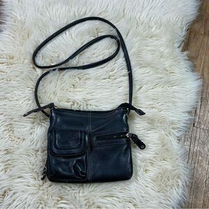 Tianello Black Leather Crossbody Bag